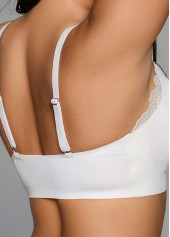 V Neck Seamless Lace White Bra