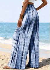 Tie Dye Print Soft Blue Wide Leg Pants