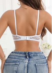 White Color V Neck Detail Bra