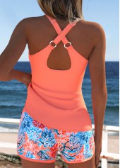 Mid Waisted Marine Life Print Tummy Coverage Tankini Set