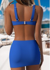 Mid Waisted Striped Pull On Blue Bikini Set