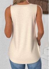Beige Sleeveless V Neck Tank Top