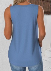 Dusty Blue Sleeveless V Neck Tank Top