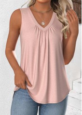 Dusty Pink Sleeveless V Neck Tank Top