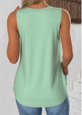 Light Green Sleeveless V Neck Tank Top