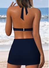 Mid Waisted Pull On Navy Bikini Set
