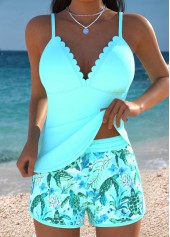Mid Waisted Marine Life Print Tummy Coverage Tankini Set
