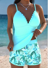 Mid Waisted Marine Life Print Tummy Coverage Tankini Set