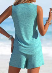 Letter Print Mint Green Sleeveless Tank Top and Shorts