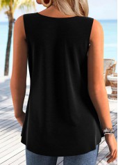 Tummy Coverage Black Sleeveless V Neck Tank Top