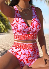 High Waisted Floral Print Push Up/supportive/enhance Bust Bikini Set