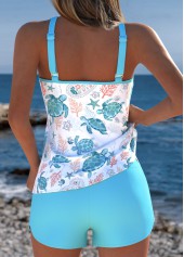 Mid Waisted Marine Life Print Tummy Coverage Tankini Set