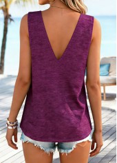 Letter Print Tie Wine Red Strappy Tank Top