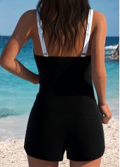 Black Hot-Fix Rhinestone Tummy Control Mid Waist Tankini Set
