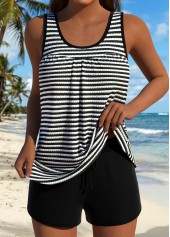 Mid Waisted Tummy Coverage Black Tankini Set
