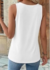 Patchwork White Sleeveless Round Neck Tank Top