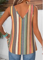 Plus Size Multi Color Tie Striped Strappy Tank Top