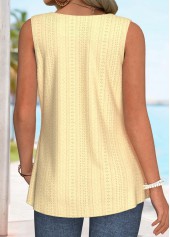 Curved Hem Light Yellow Sleeveless Tank Top