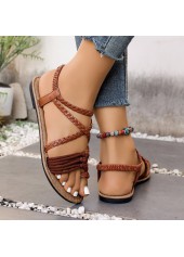 Dark Coffee Toe Post Falt Sandals