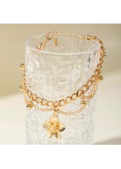 Golden Floral Design Layered Alloy Anklet