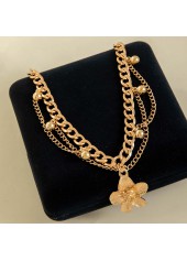 Golden Floral Design Layered Alloy Anklet