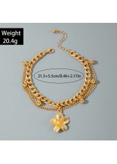 Golden Floral Design Layered Alloy Anklet