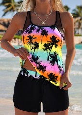 Plus Size Mid Waisted Black Tummy Coverage Tankini Set