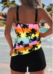 Plus Size Mid Waisted Black Tummy Coverage Tankini Set
