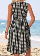 Tummy Coverage Black Sleeveless V Neck Dress