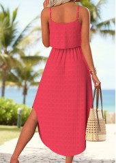 Tummy Coverage Coral Strappy Round Neck Dress