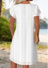 Tummy Coverage White Short Round Neck Dress