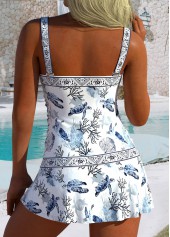 Mid Waisted Marine Life Print Tummy Coverage Tankini Set