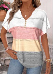 Geometric Print Tummy Coverage Multi Color T Shirt