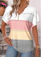 Geometric Print Tummy Coverage Multi Color T Shirt
