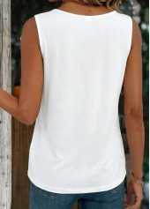 Tuck Stitch Black Sleeveless Square Neck Tank Top