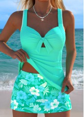 Mid Waisted Floral Print Tummy Coverage Tankini Set