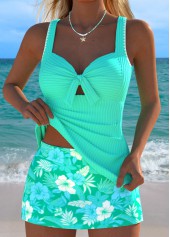 Mid Waisted Floral Print Tummy Coverage Tankini Set