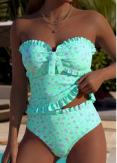 Mid Waisted Ditsy Floral Print Tummy Coverage Tankini Set