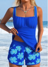 Mid Waisted Floral Print Tummy Control Tankini Set