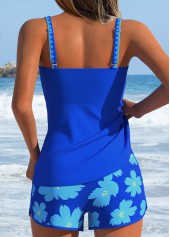 Mid Waisted Floral Print Tummy Control Tankini Set