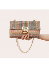 Multi Color Chains Turnlock Crossbody Bag