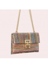 Multi Color Chains Turnlock Crossbody Bag