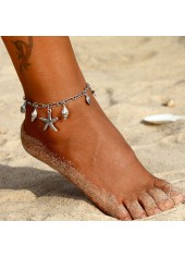 Silver Color Shell Alloy Detail Anklet
