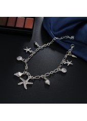 Silver Color Shell Alloy Detail Anklet