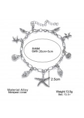 Silver Color Shell Alloy Detail Anklet