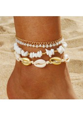 Beige Color Shell Alloy Detail Anklets