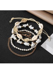 Beige Color Shell Alloy Detail Anklets