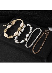 Beige Color Shell Alloy Detail Anklets