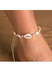 Beige Color Shell Pearl Detail Anklet
