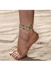 Multi Color Polyresin Detail Starfish Anklets